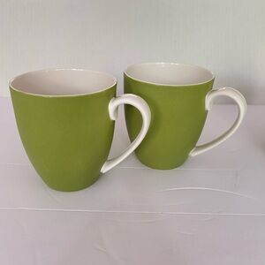 Set of 2 CRATE & BARREL Hamptons Green 4” Mugs